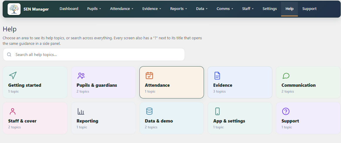 SEN School Manager — second screenshot